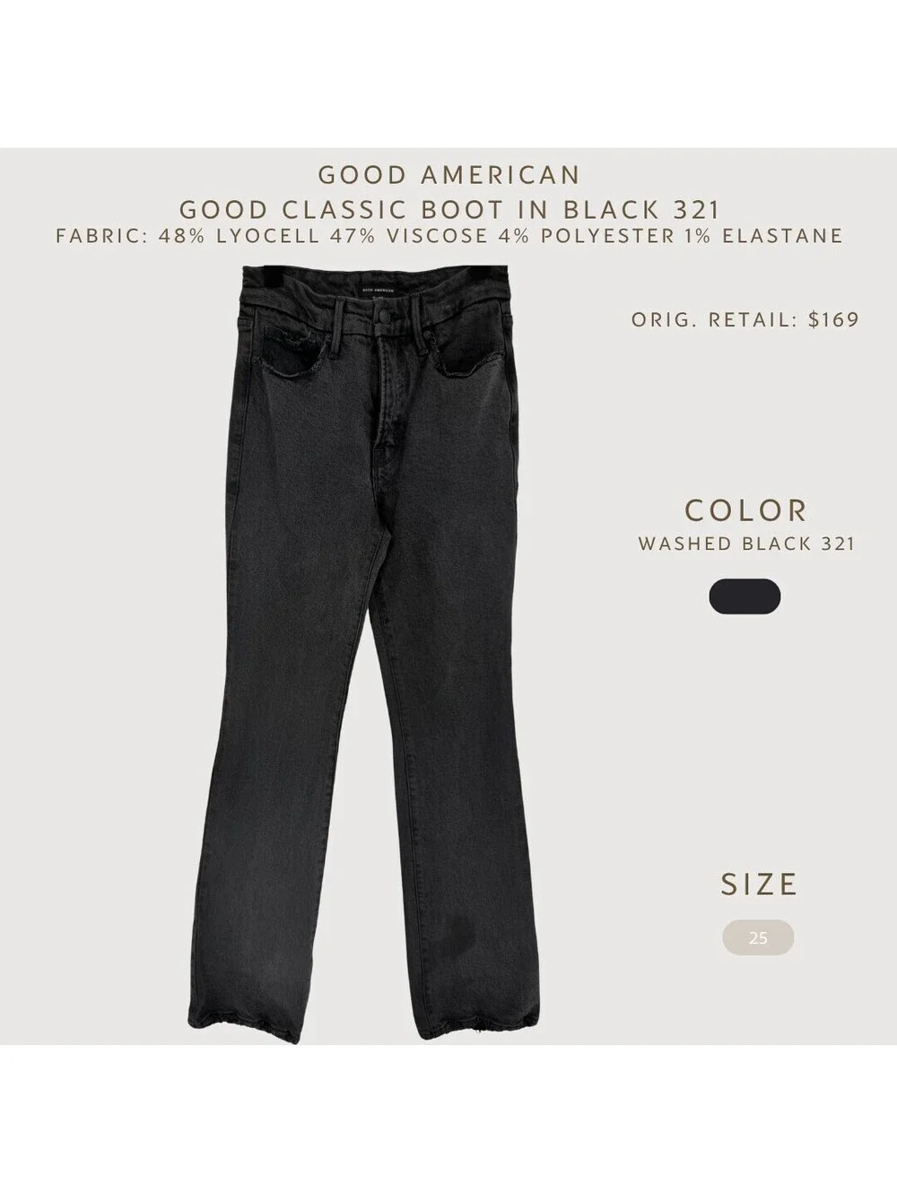 Good American Good Classic Boot Jeans Black 25